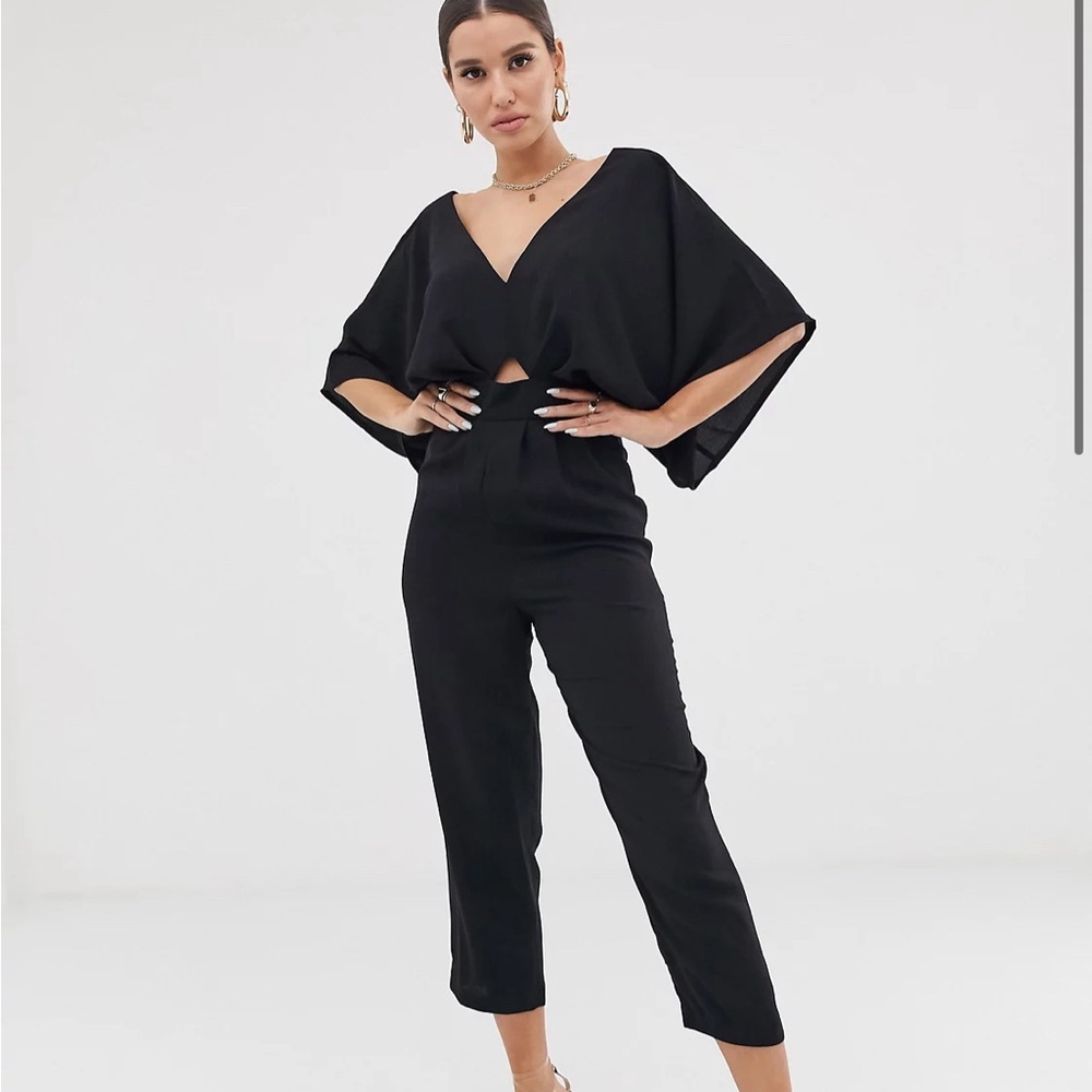 ASOS black jumpsuit with kimono sleeve and peg leg